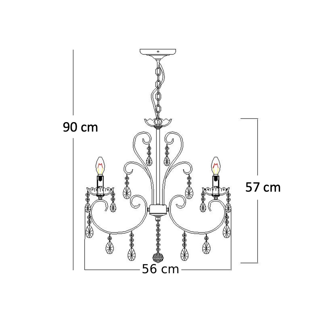 Magnifique lustre baroque - PAVIA doré rose, KOSILUM