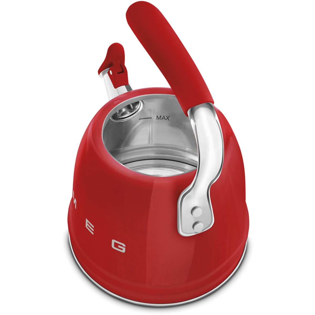 Bouilloire Sifflante 2.3L Rouge couleur unique, SMEG