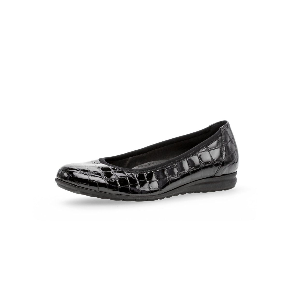 Ballerines en cuir vernis à talon compensé noir vernis, GABOR
