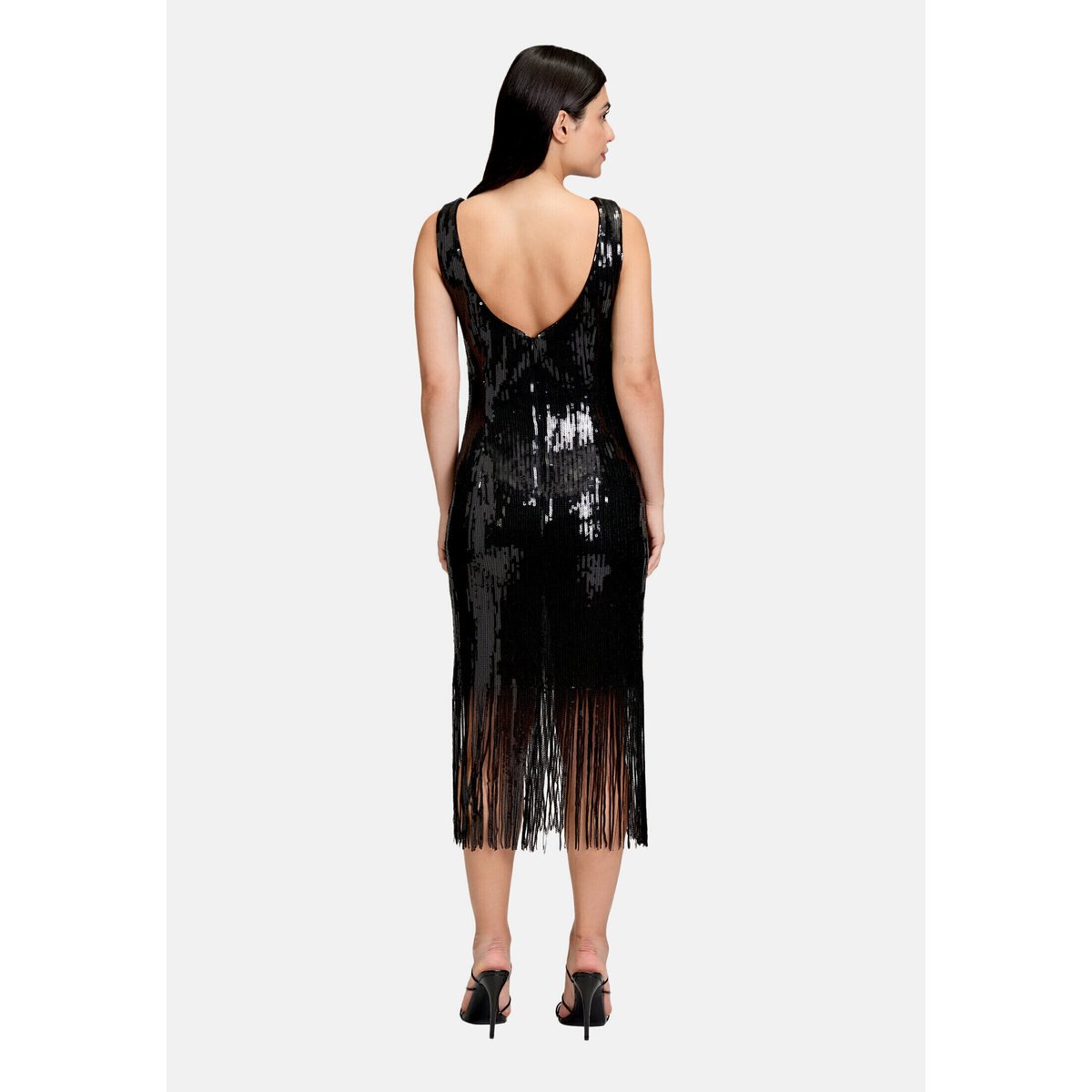 Robe de soirée à encolure bateau noir, VERA MONT