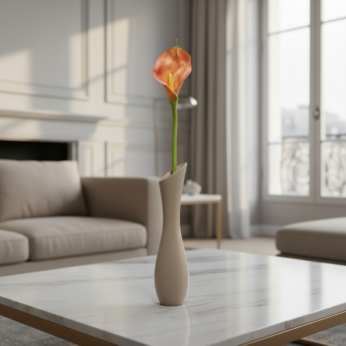 Tige d'arum artificielle H78 orange, SIA DECO