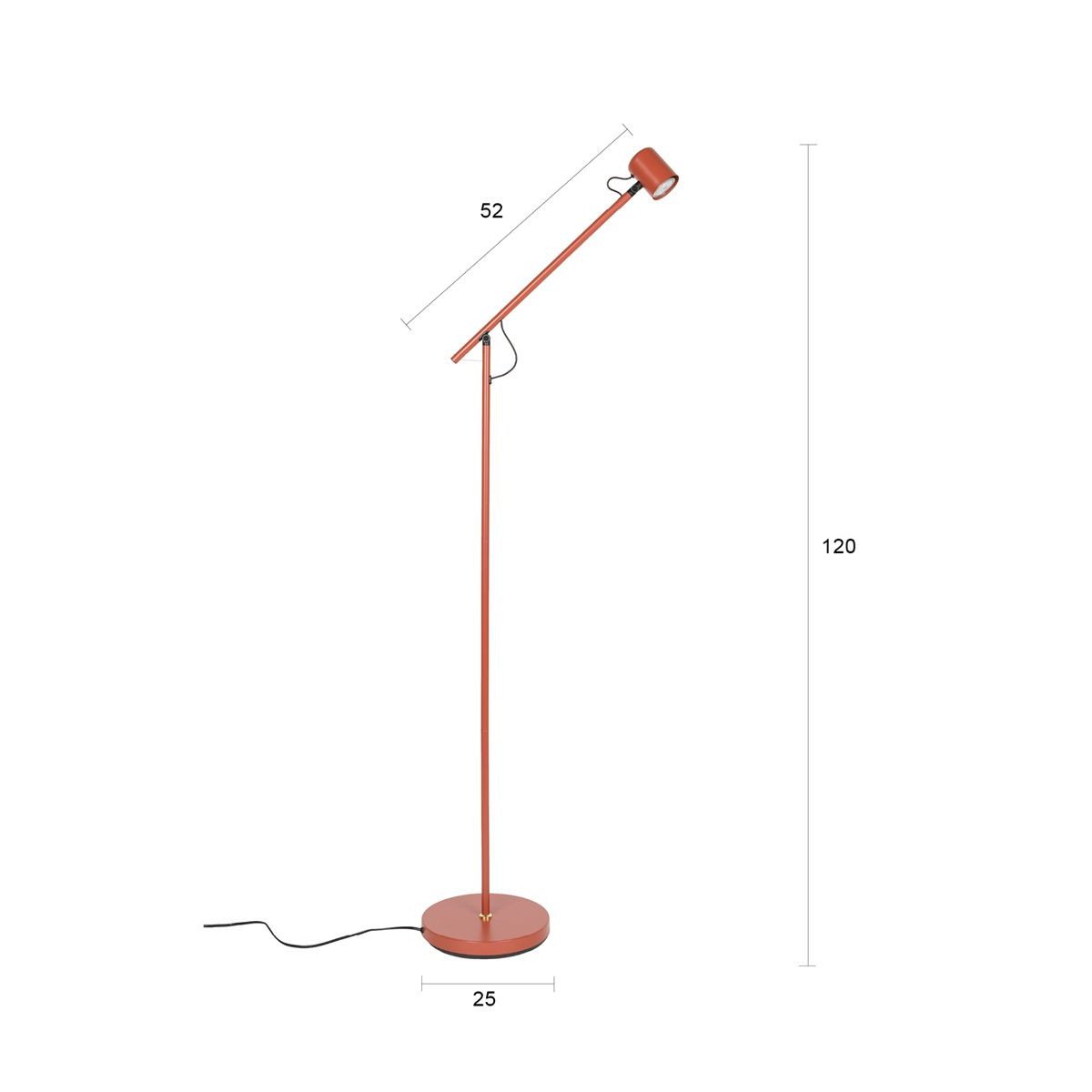 Lampadaire design en métal scandinave, AERO rouge, BOITE A DESIGN