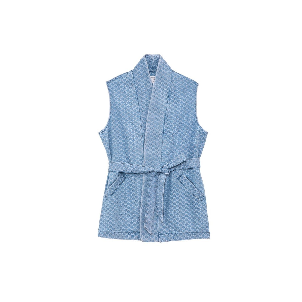 Sleeveless Jacket in VERANY Printed Denim stonewashed, LA PETITE ETOILE