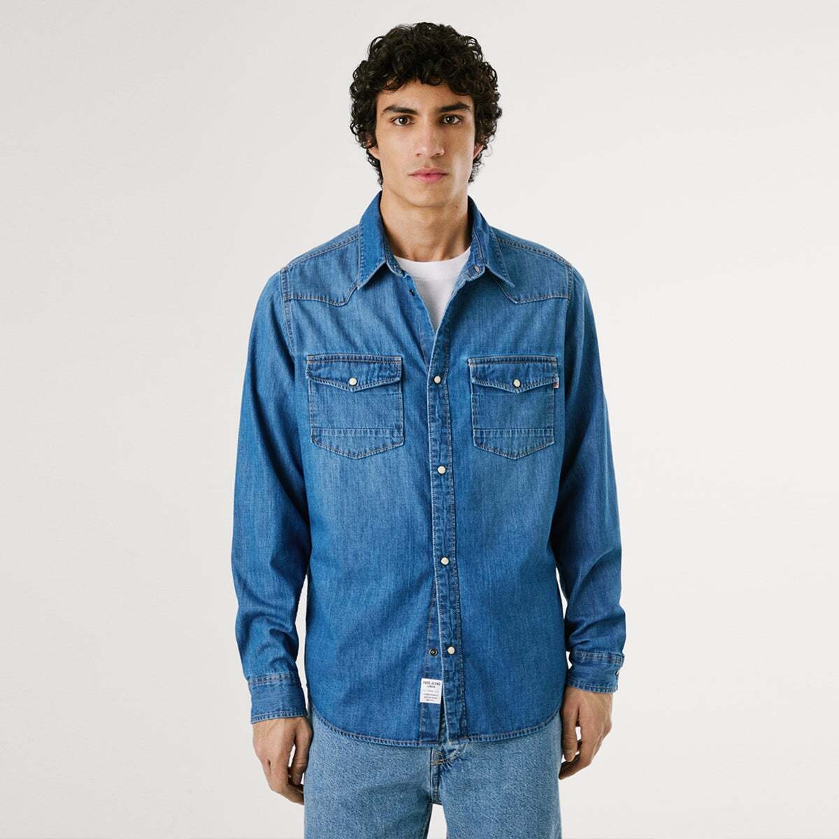 Chemise Coupe Regular En Denim authentic pepe blue, PEPE JEANS