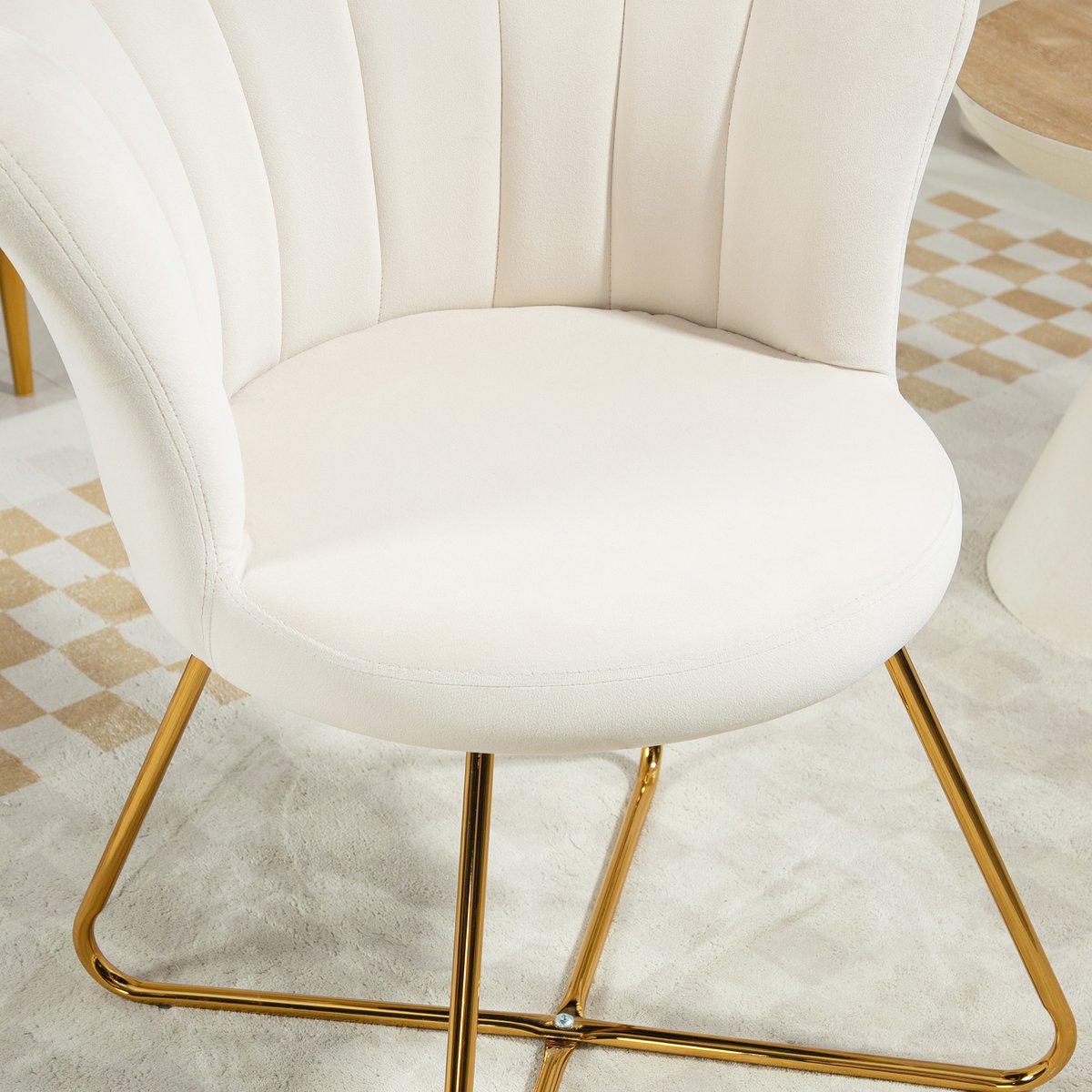 Accent Chair Polyester Crème crème, doré, HOMCOM