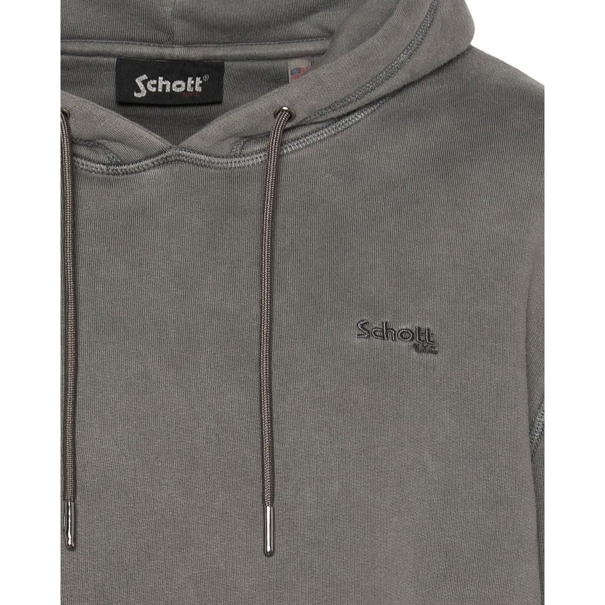 Sweatshirt à capuche effet délavé charbon, SCHOTT