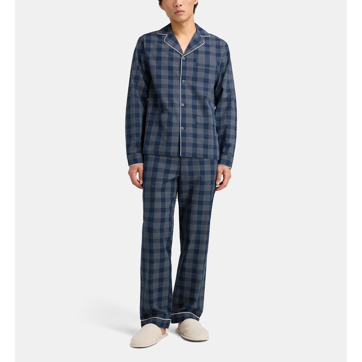 Pyjama long domo en popeline de coton bio bleu marine, GALERIES LAFAYETTE