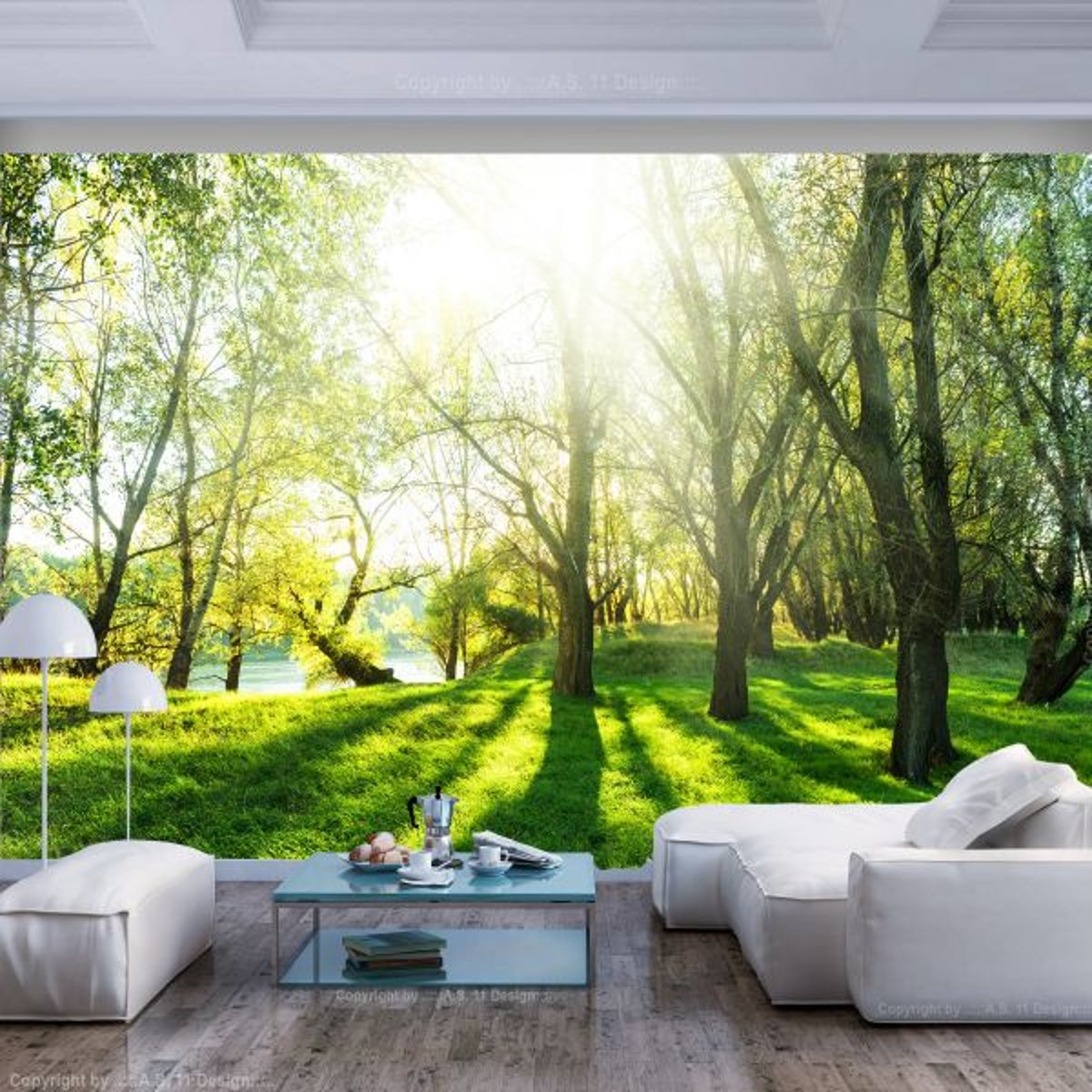 Papier peint intissé panoramique Paysage Sunny May Day jaune / doré, EDEN