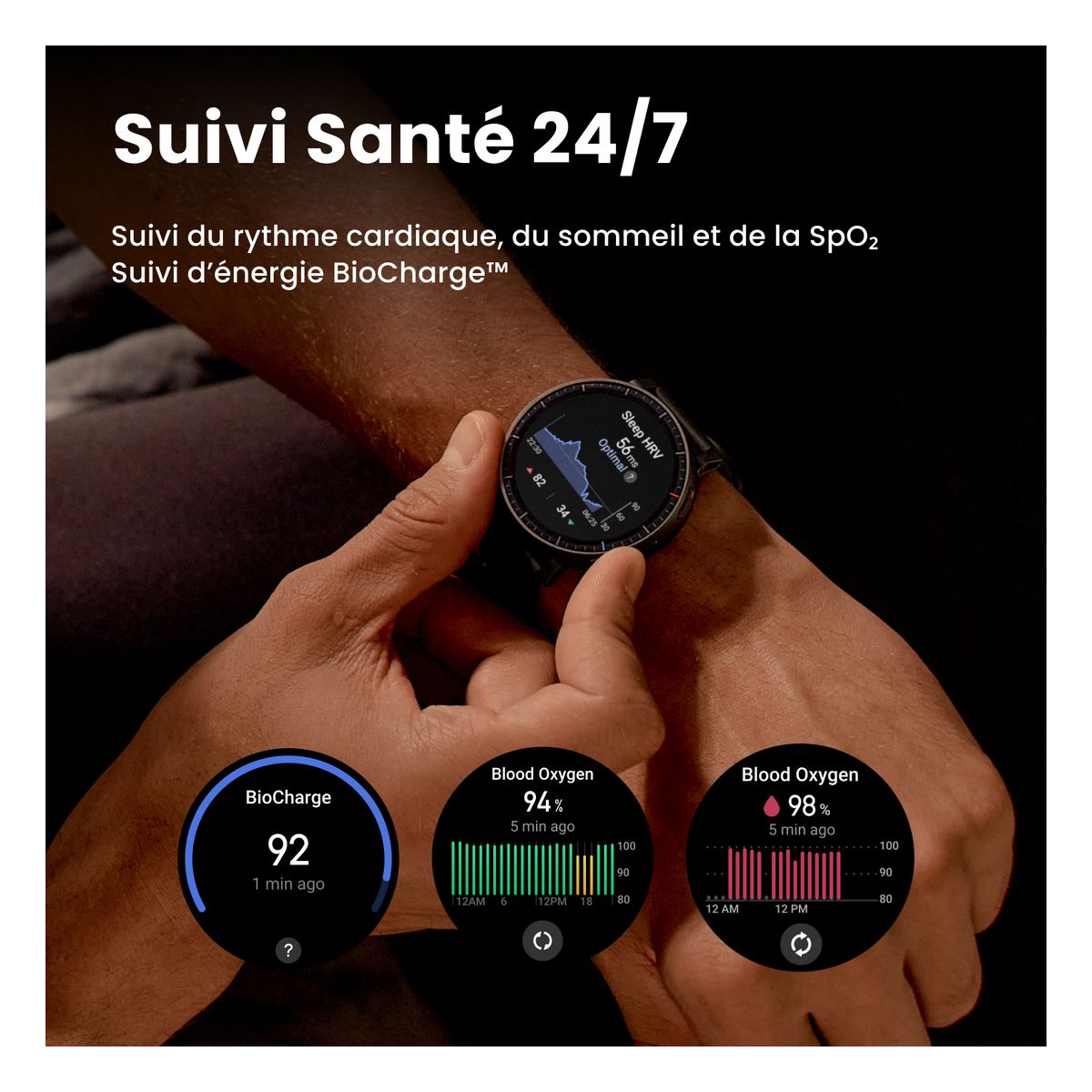 Montre sport Active Max Black noir, AMAZFIT