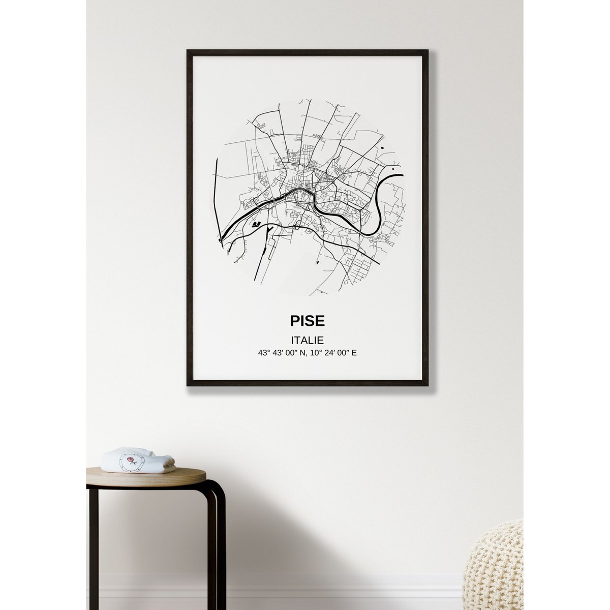 Affiche Carte Pise blanc, L'AFFICHERIE