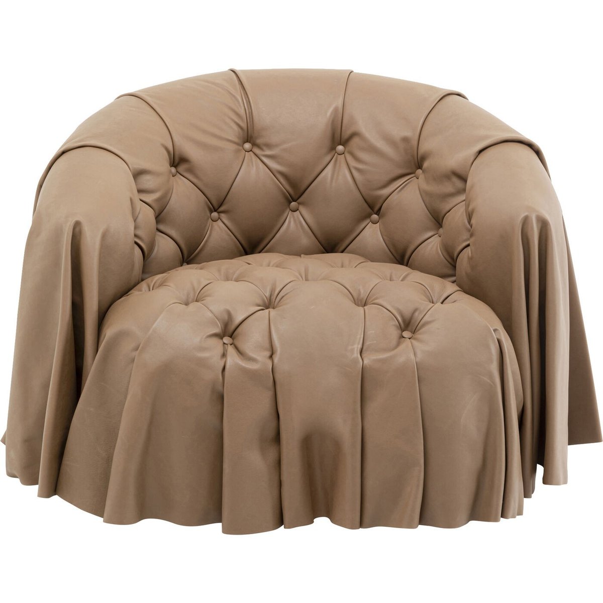 Fauteuil en cuir, DRAPES marron, KARE DESIGN