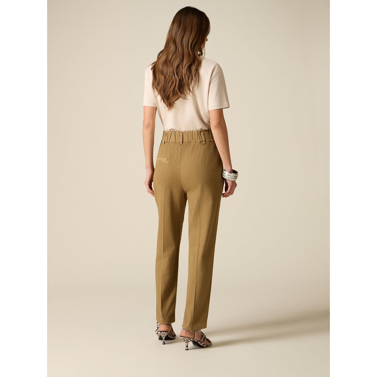 Pantalon baggy paperbag marron, OLTRE