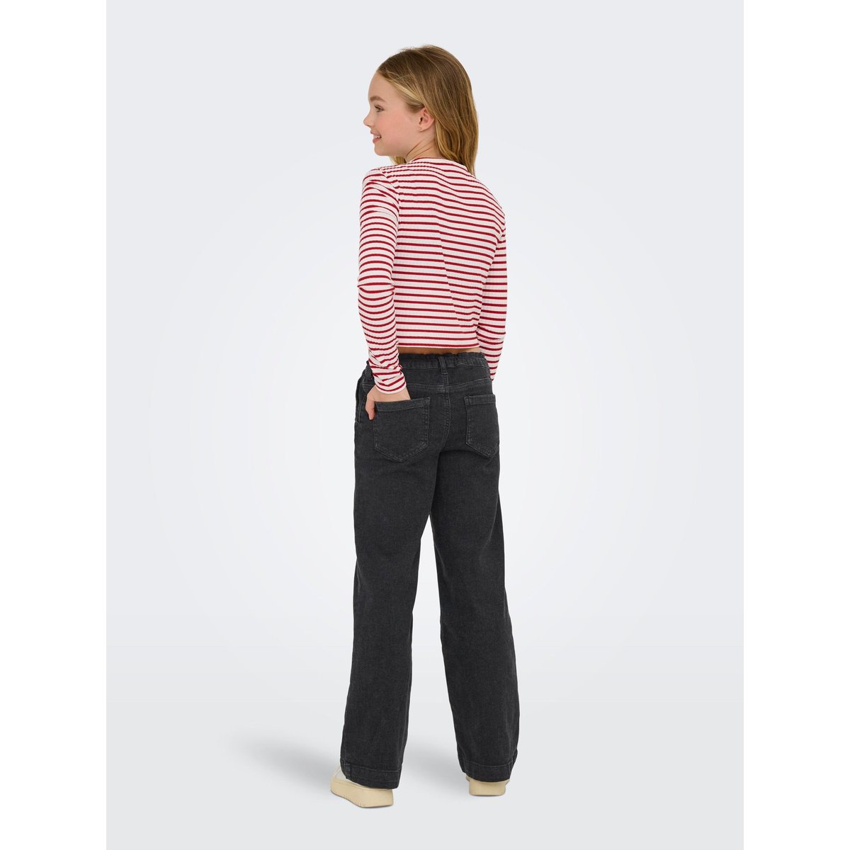 Jean À Jambe Large black denim 1, KIDS ONLY