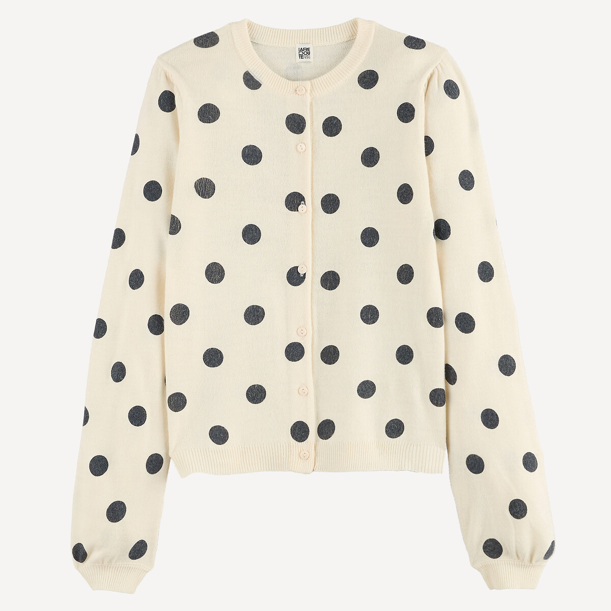 Cardigan en fine maille, motif à pois imprimé pois, LA REDOUTE COLLECTIONS