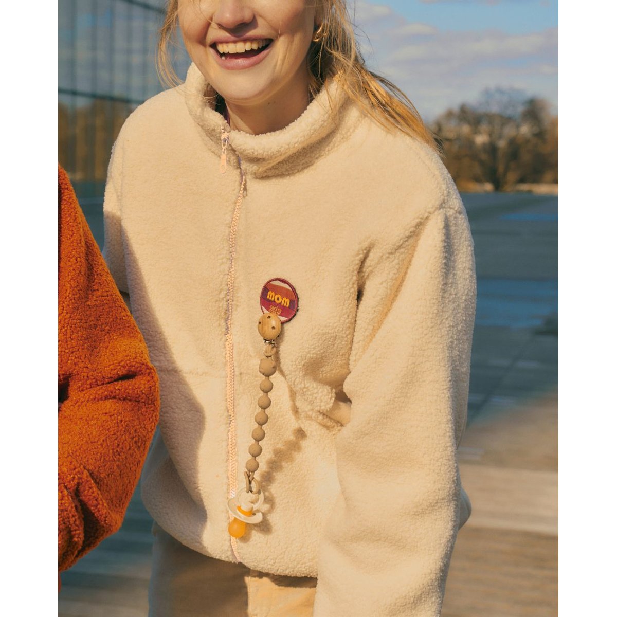 Veste polaire de grossesse et portage Sasha beige, CACHE COEUR