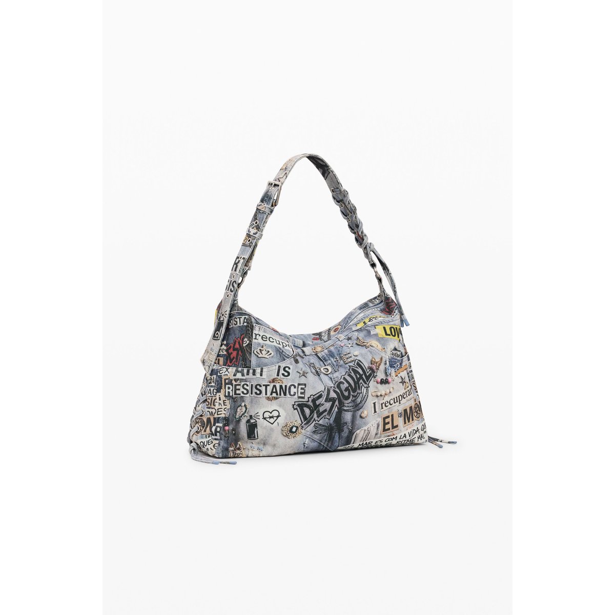 GRAND SAC BRODÉ bleu clair, DESIGUAL