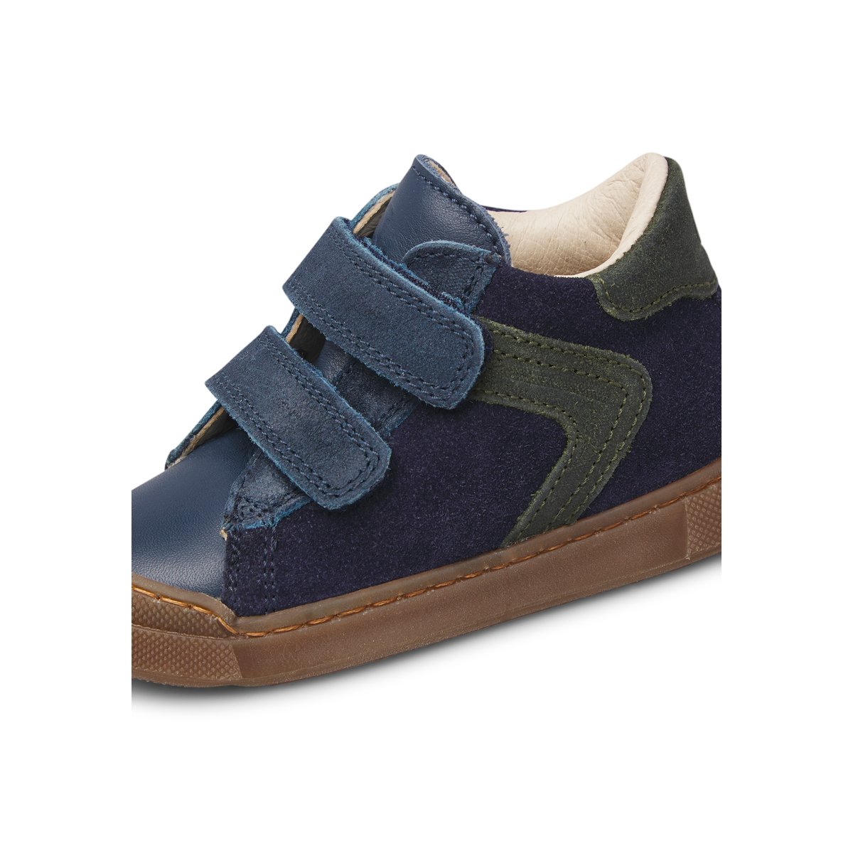Sneakers en cuir et velours avec double scratch HEIST VL marine-vert, NATURINO