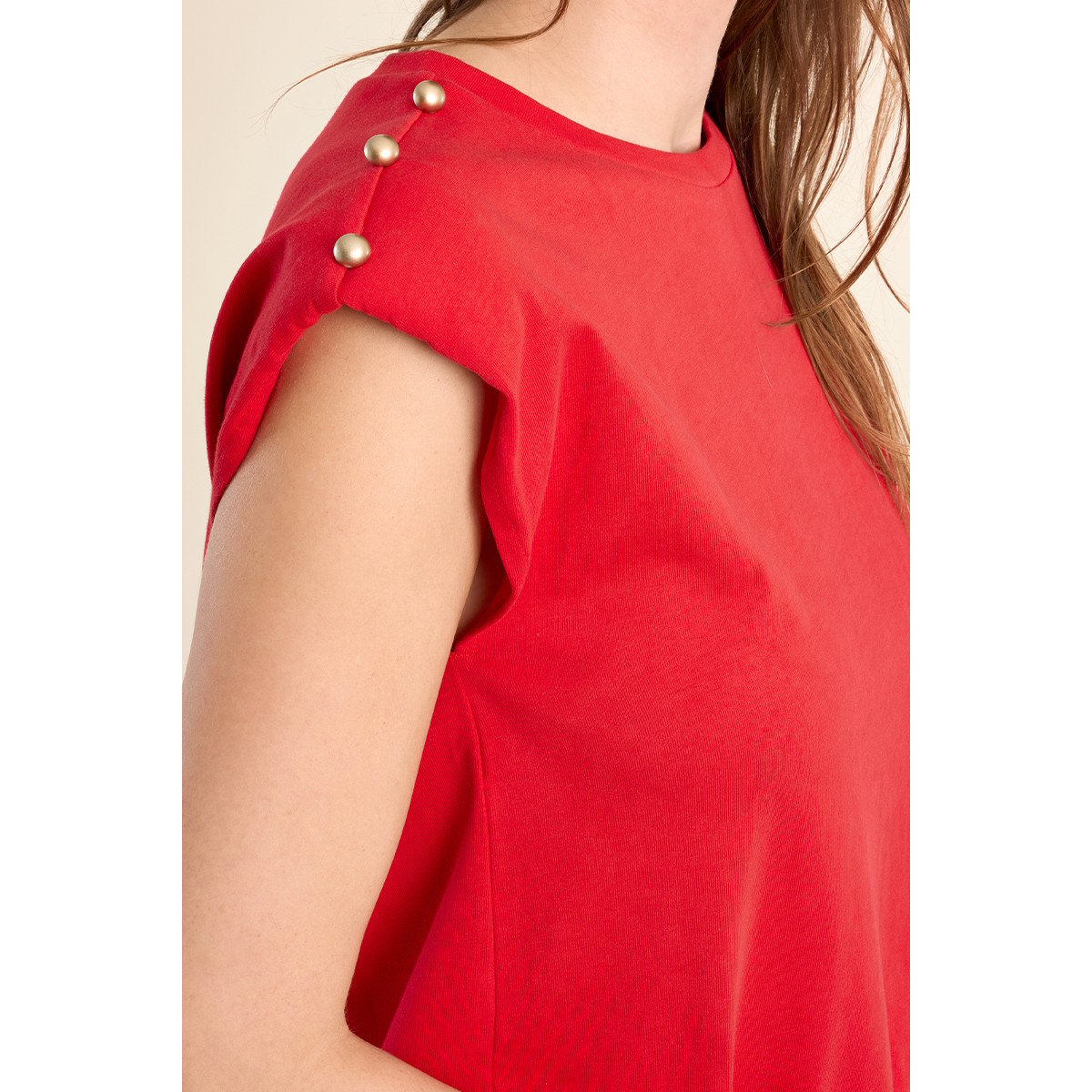 T-shirt à épaulettes rouge, MOLLY BRACKEN