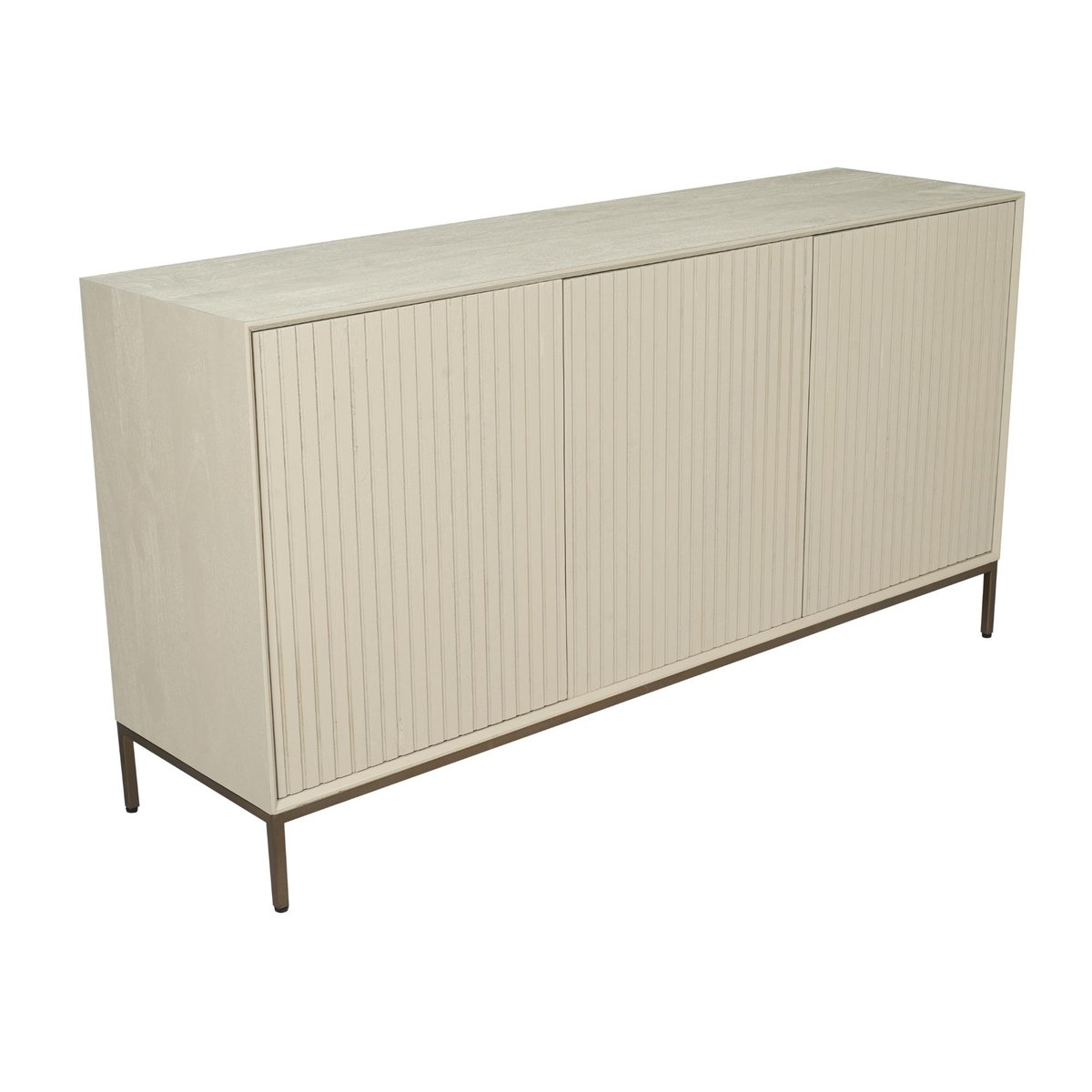 Buffet 3 portes rainurées en bois CORTINA beige, PIER IMPORT