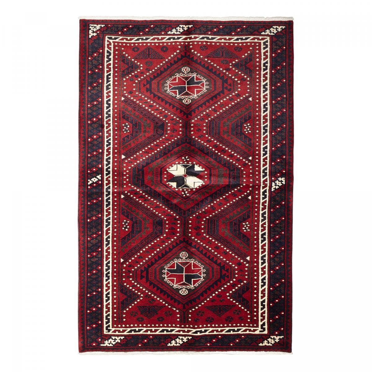 Tapis d'orient, motif oriental, noué main en laine, LORI 5 rouge, crème, noir, UN AMOUR DE TAPIS