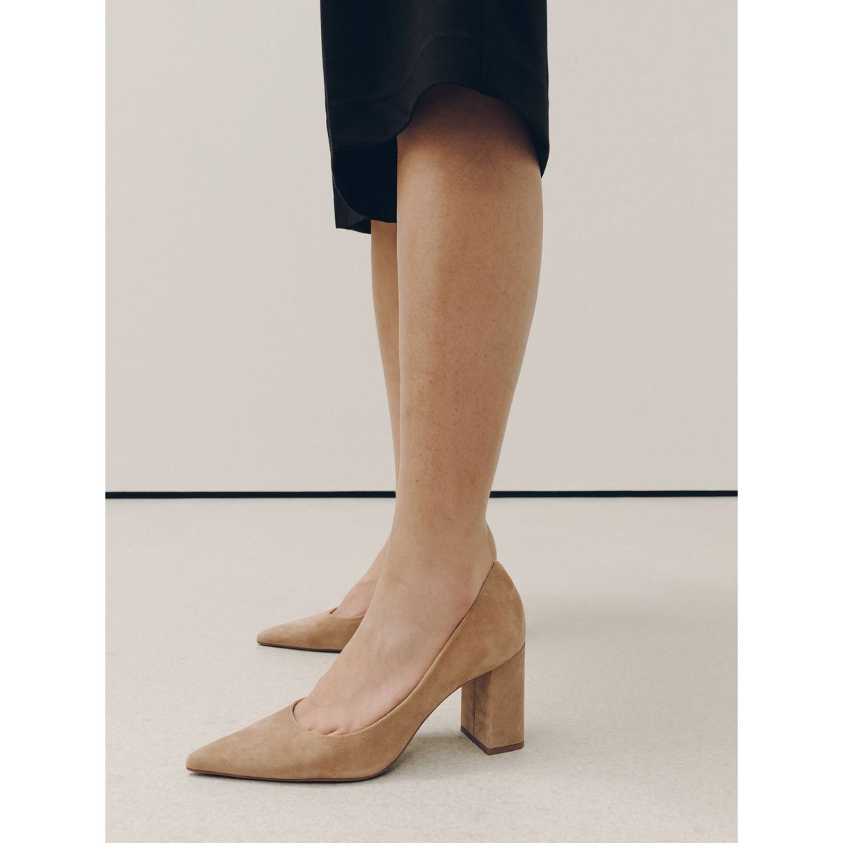 Escarpins cuir à talon carré forever comfort® camel, NEXT
