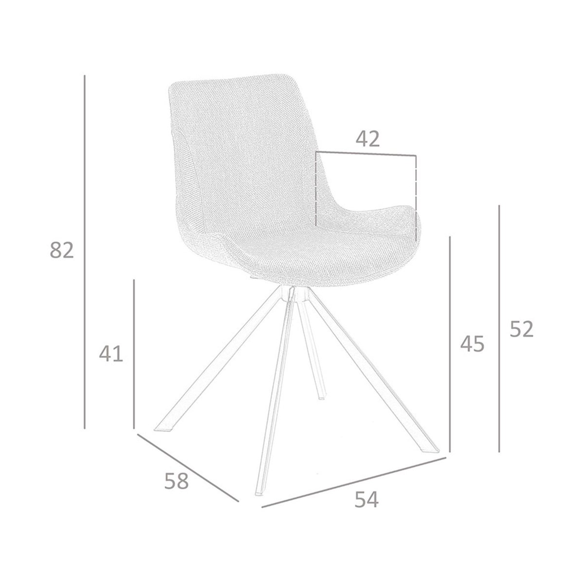 Chaise pivotante en tissu gris | noir, ANGEL CERDA
