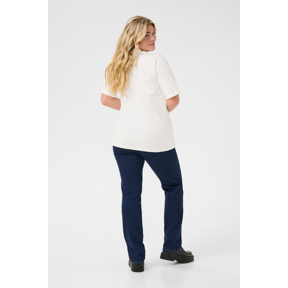 T-shirt blanc chalk, KAFFE CURVE