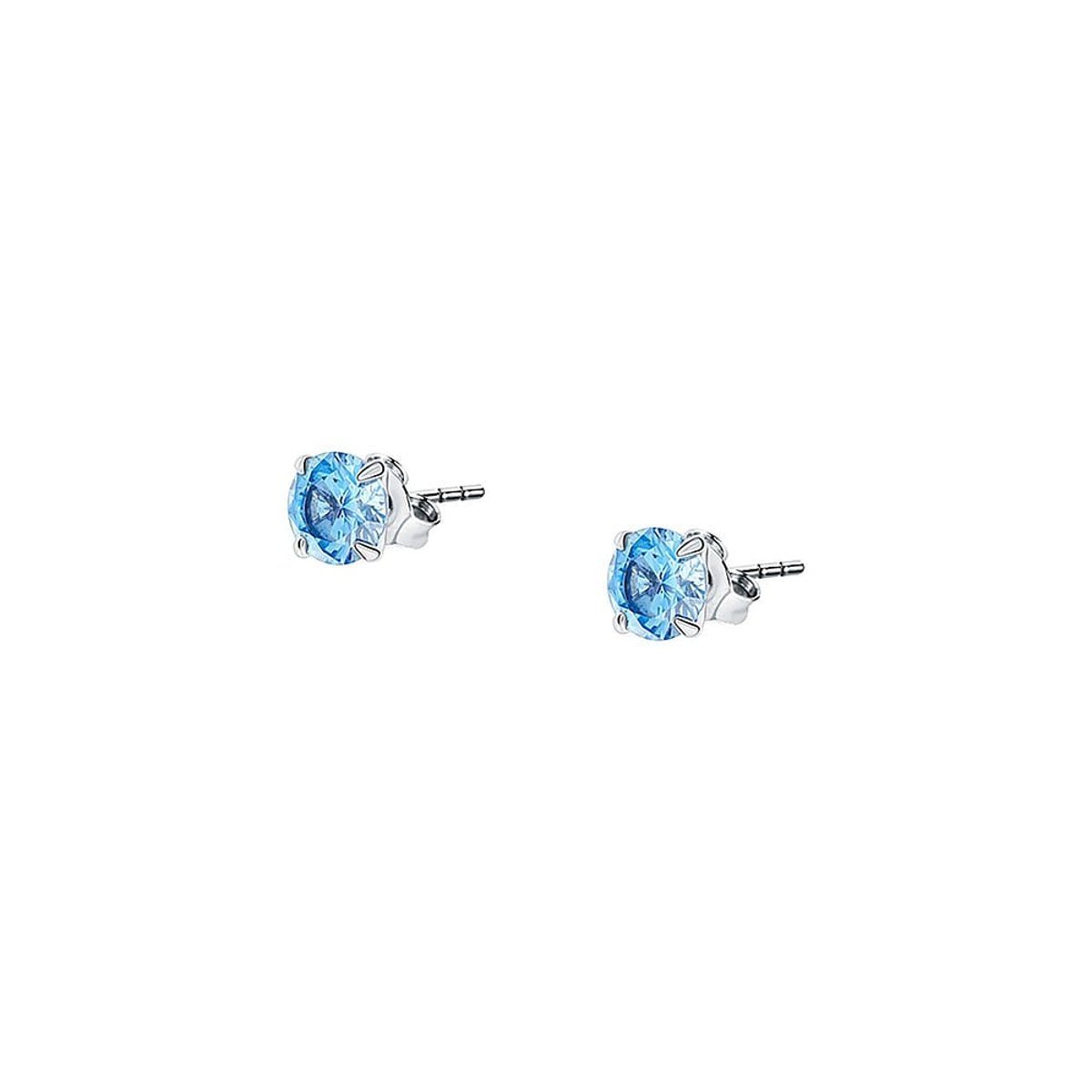 Boucles d'oreilles en Argent/oxyde de zirconium De Zirconium et Oxyde de zirconium argent et bleu, CLEOR