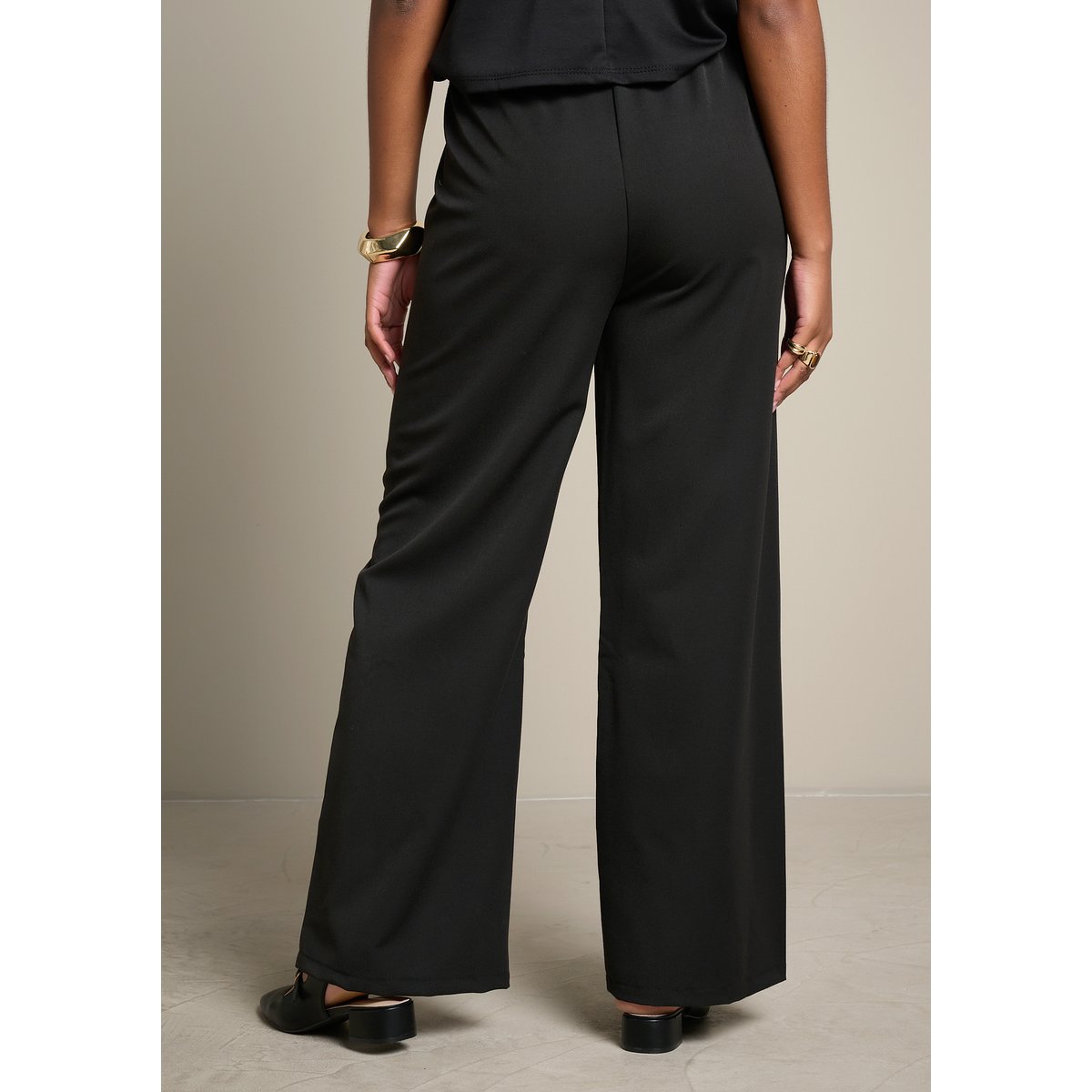 Pantalon large taille haute noir, LOLALIZA