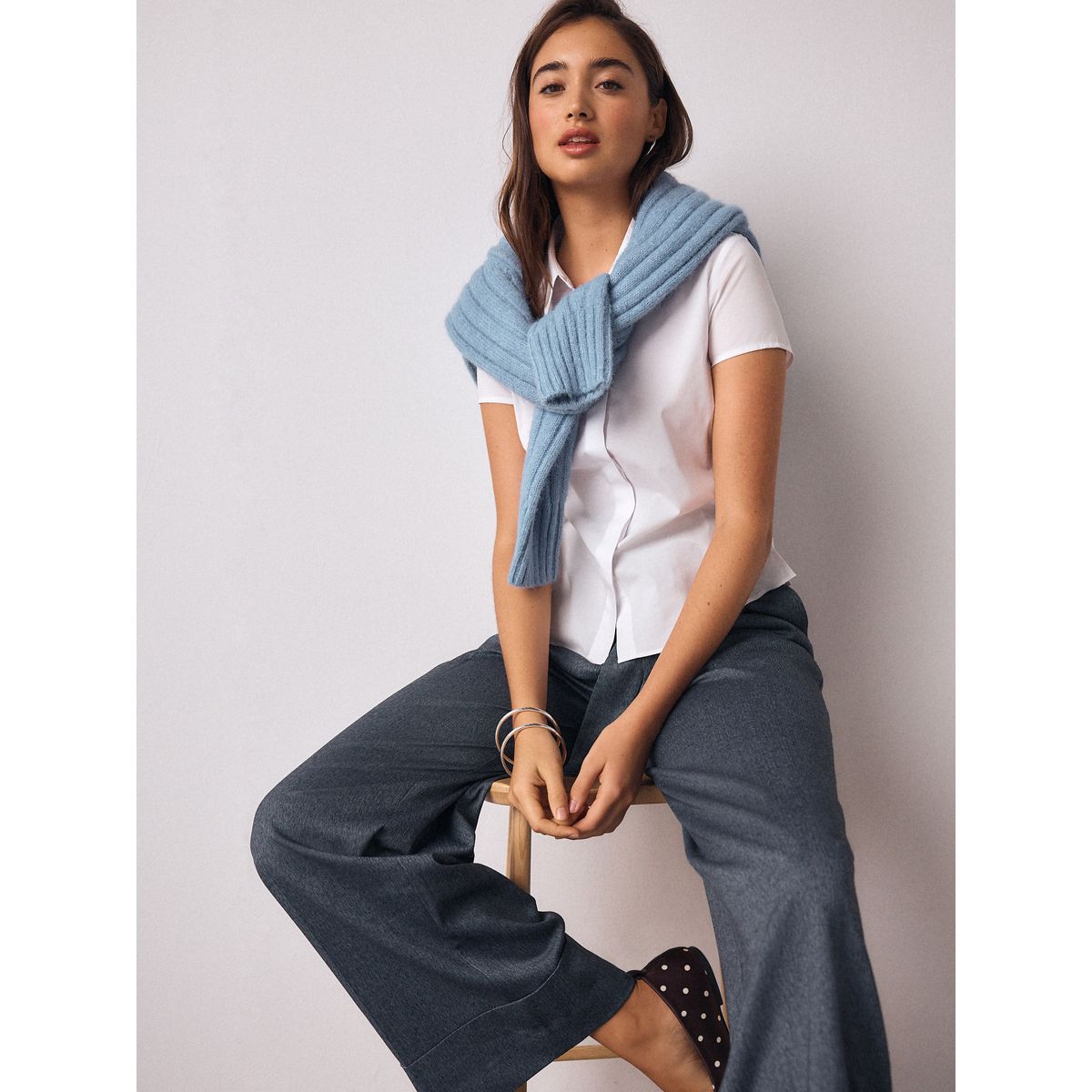 Chemise stretch ajustée à manches courtes blanc, NEXT