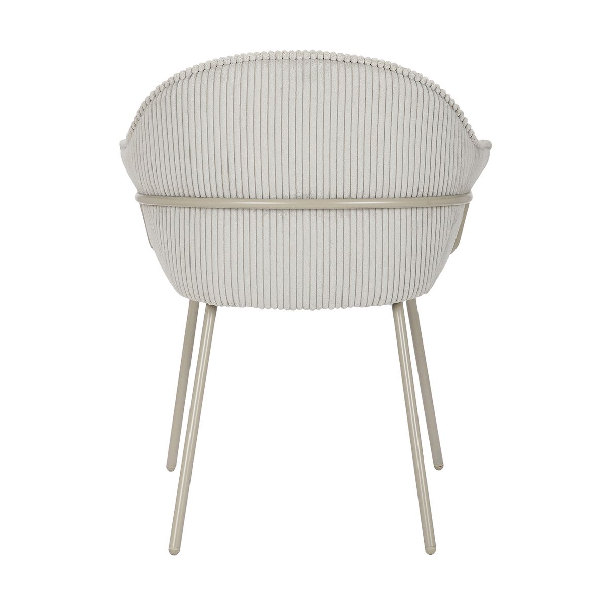 Chaise accoudoirs velours côtelé à grosses côtes  NOMA gris clair, ZAGO