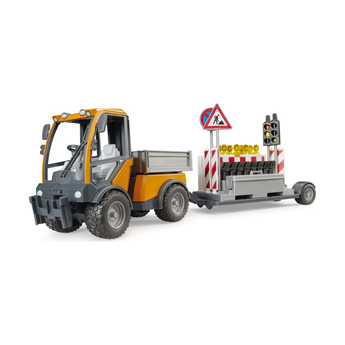 VarioCar avec plateforme et remorque de sécurité routière multicolore, BRUDER