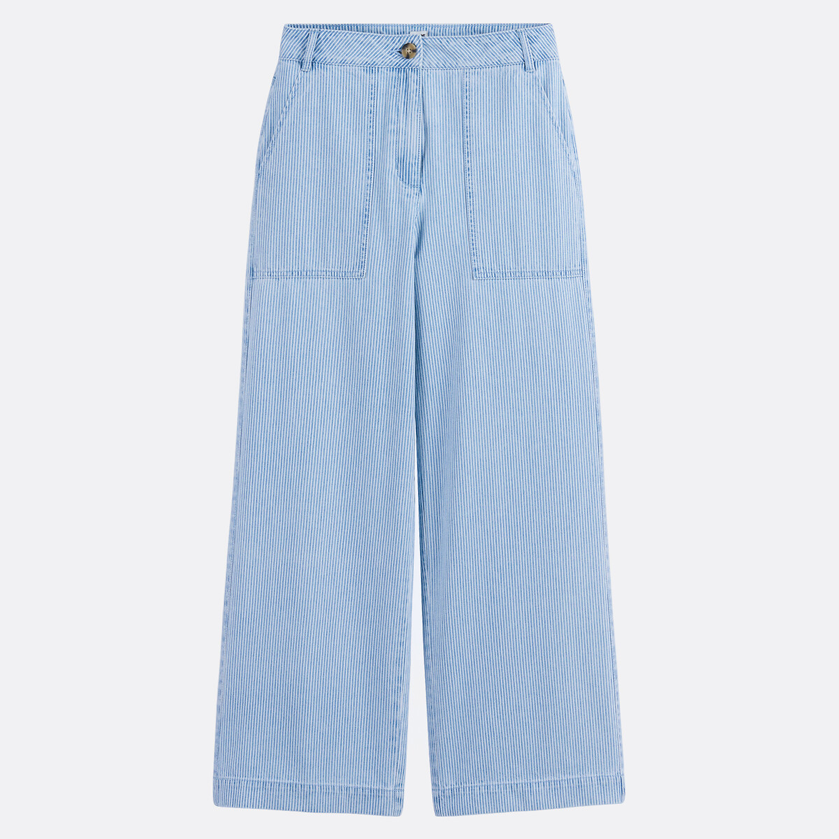 Broek met wijde pijpen in timmermansstijl en strepen gestreept blauw/wit , LA REDOUTE COLLECTIONS