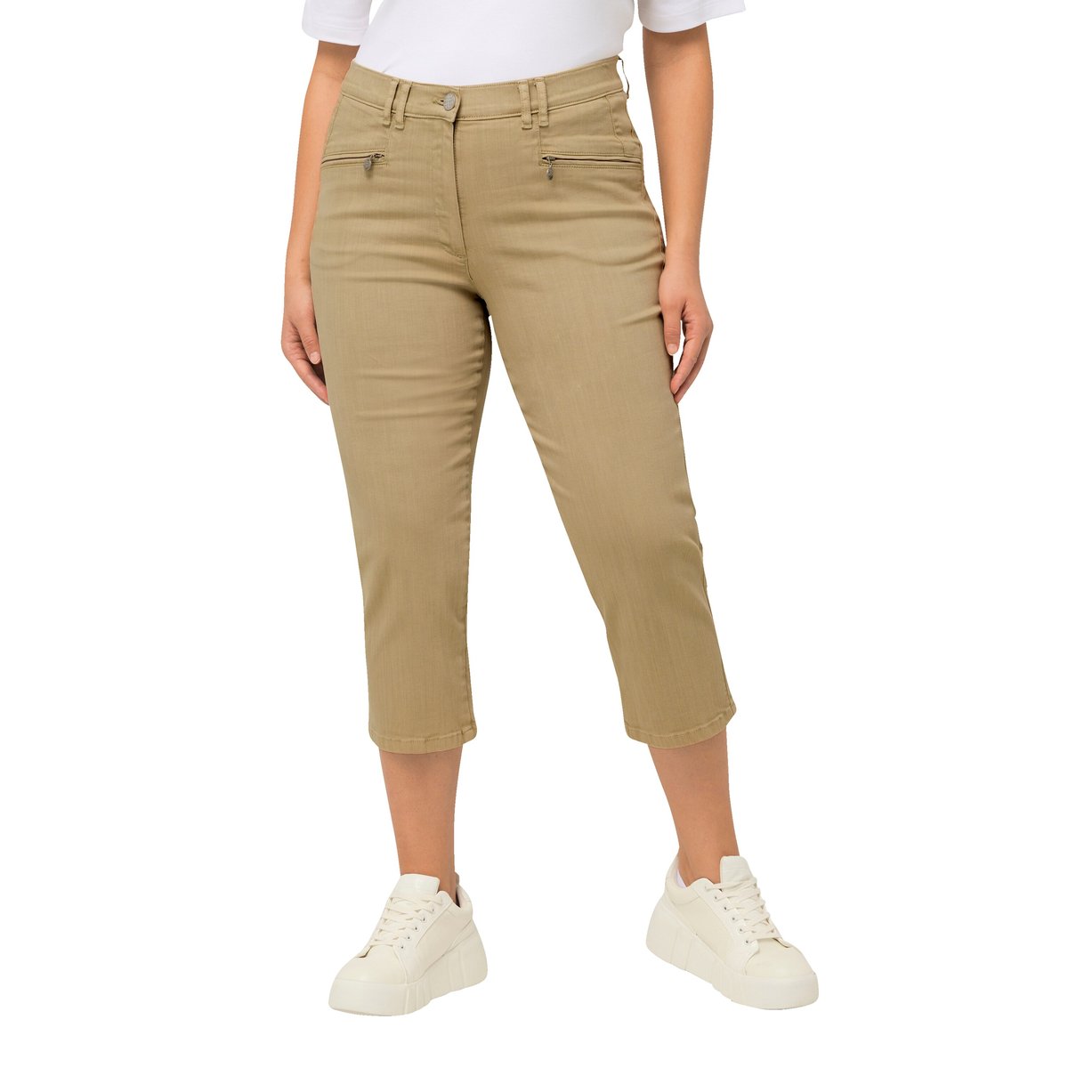 Pantalon stretch Mony longueur 7/8. Poches beige, ULLA POPKEN