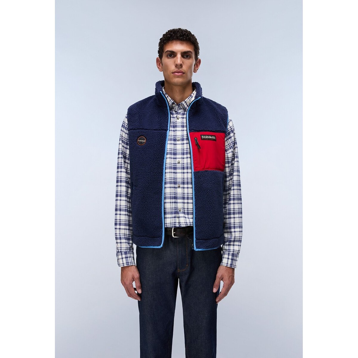 Polaire sherpa sans manches zippée, Yupik bleu marine/rouge, NAPAPIJRI