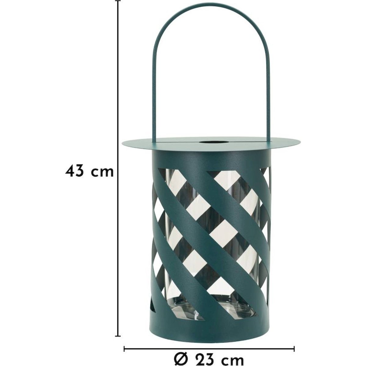 Lanterne en métal et verre motif torsadé bleu pétrole, RECOLLECTION