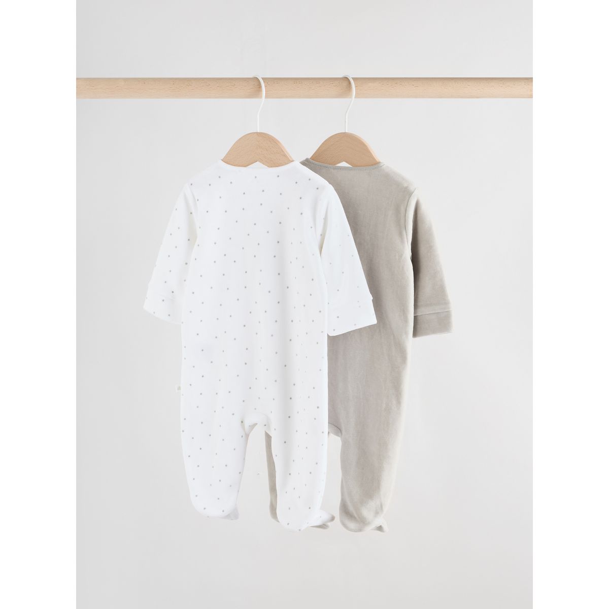 Grenouillère en velours à zip bébé, lot de 2 gris, NEXT