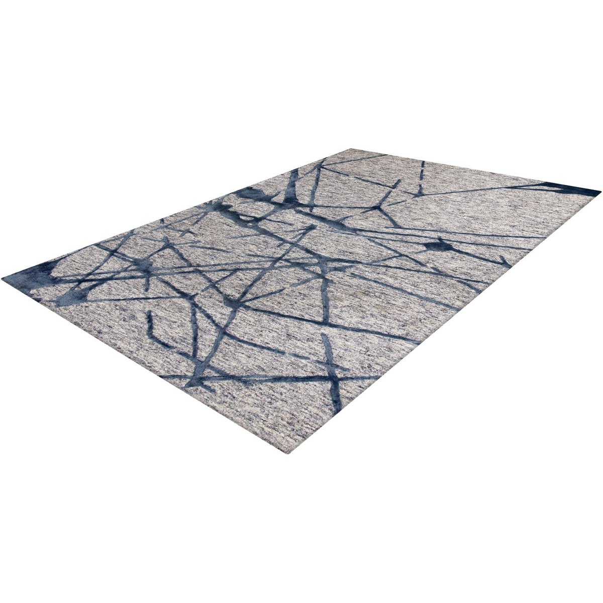 Tapis rectangulaire en viscose, fait main gris, bleu, ARTE ESPINA