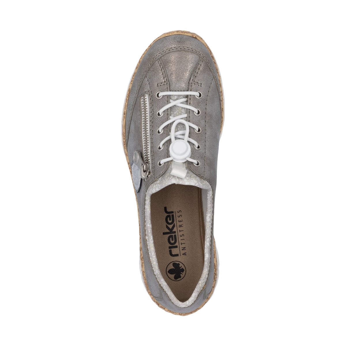 Sneakers platine à semelle blanche et à talon compensé bas avec slip-on platine, RIEKER