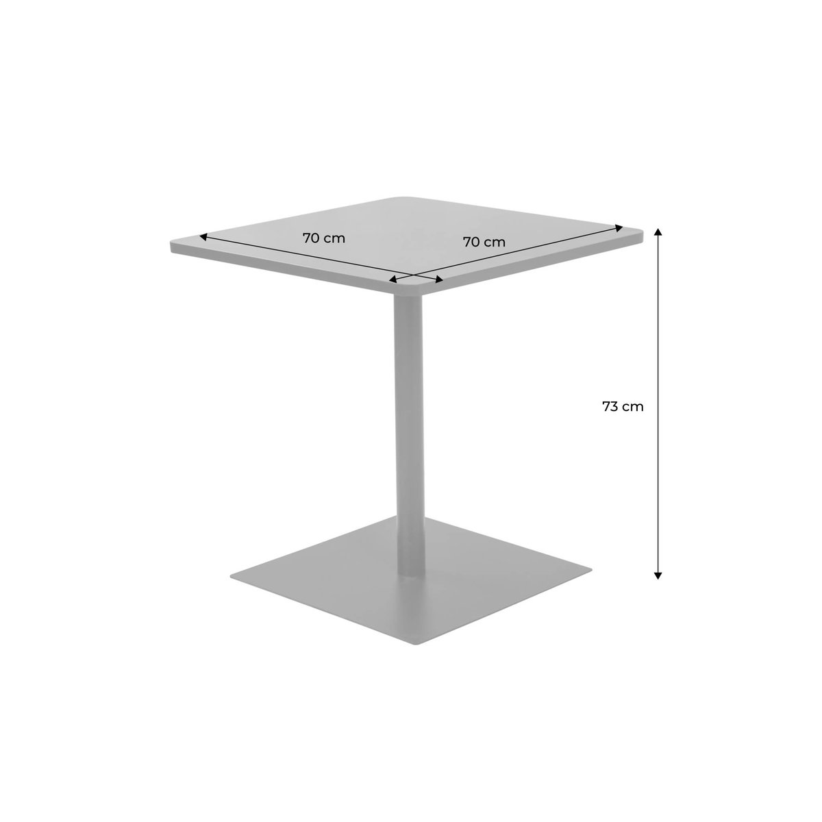 Table de jardin bistrot carré acier 2 places 70 cm intérieur/extérieur OREA kaki, SWEEEK
