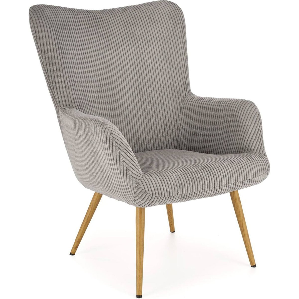 Fauteuil de relaxation en velours côtelé gris, RECOLLECTION