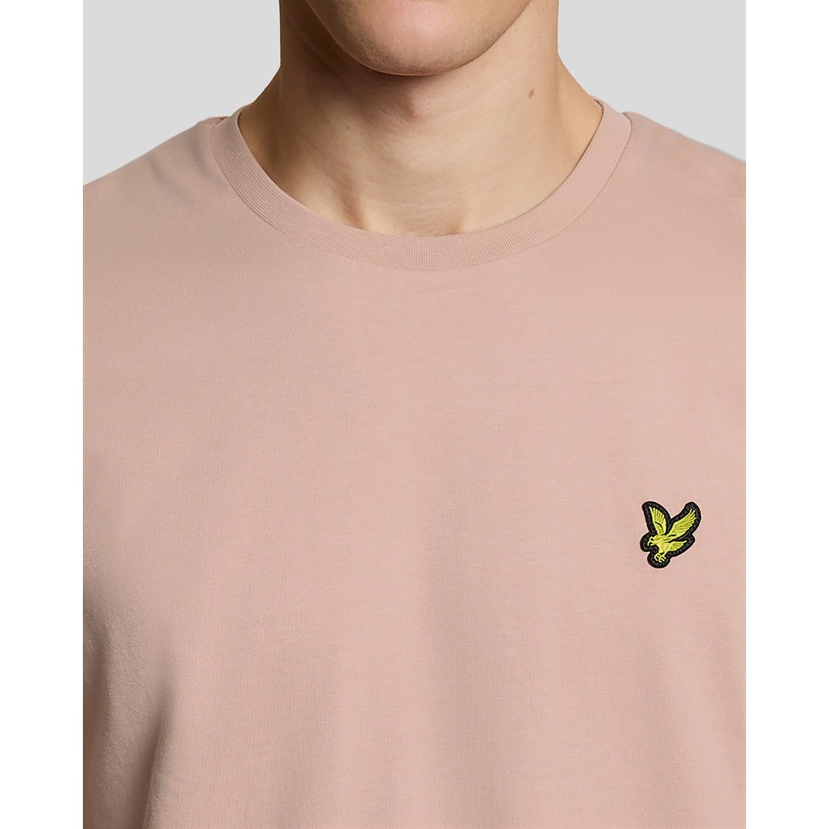 T-shirt en coton col rond rose pamplemousse, LYLE & SCOTT