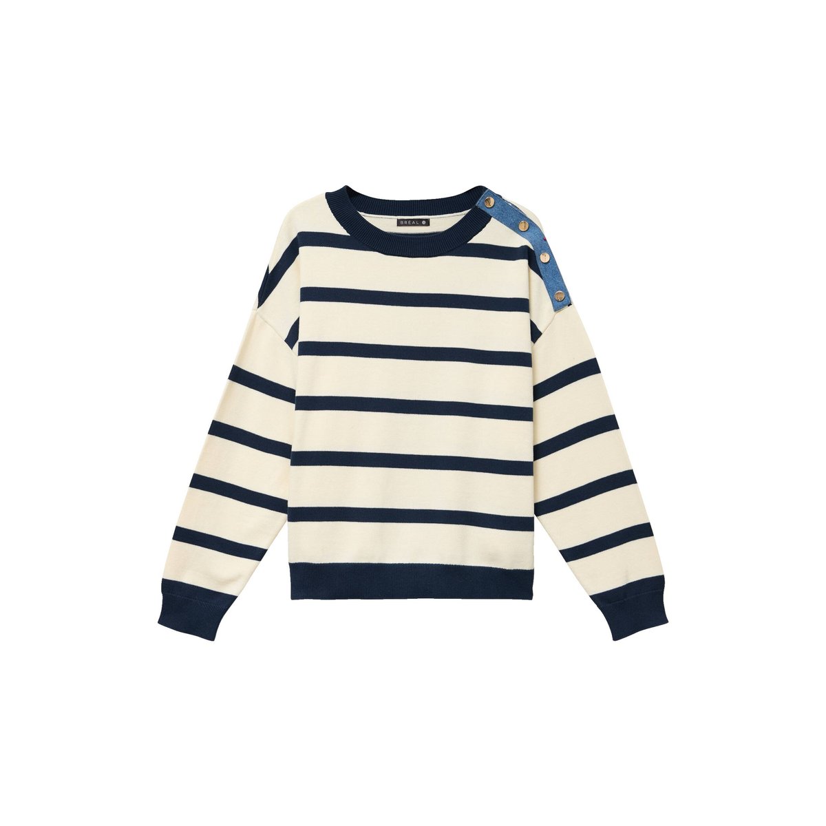 Pull col rond manches longues bleu, BREAL