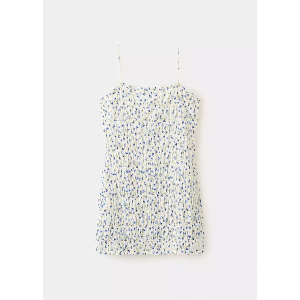 Robe froncée à fleurs bleu, MANGO