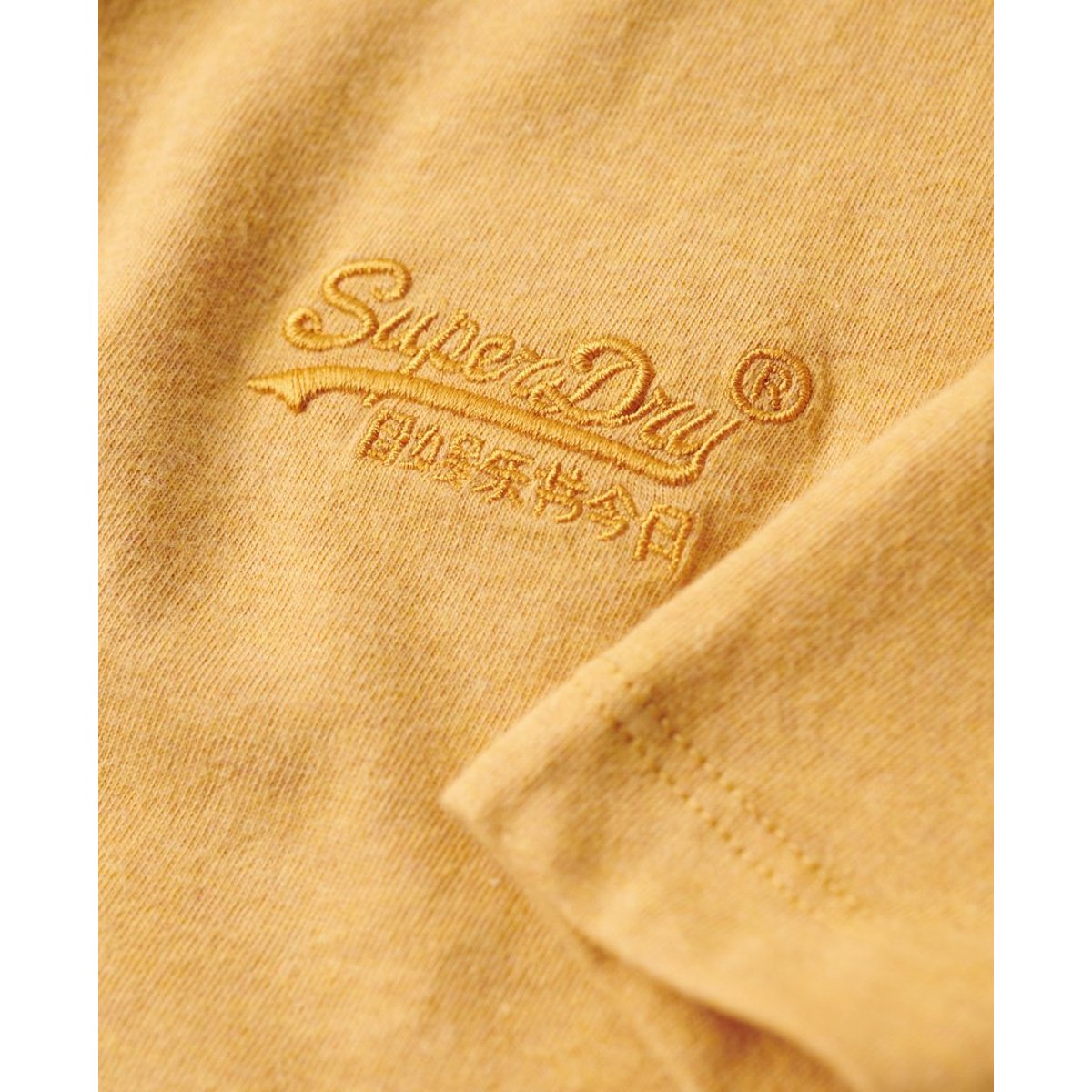 T-shirt col rond Vintage Logo ocre chiné, SUPERDRY