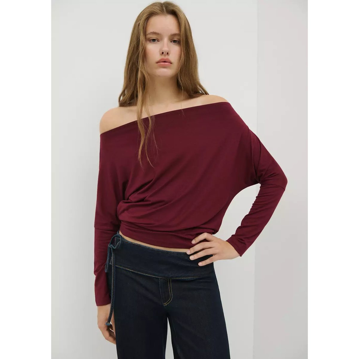 T-shirt manches chauve-souris bordeaux, MANGO TEEN