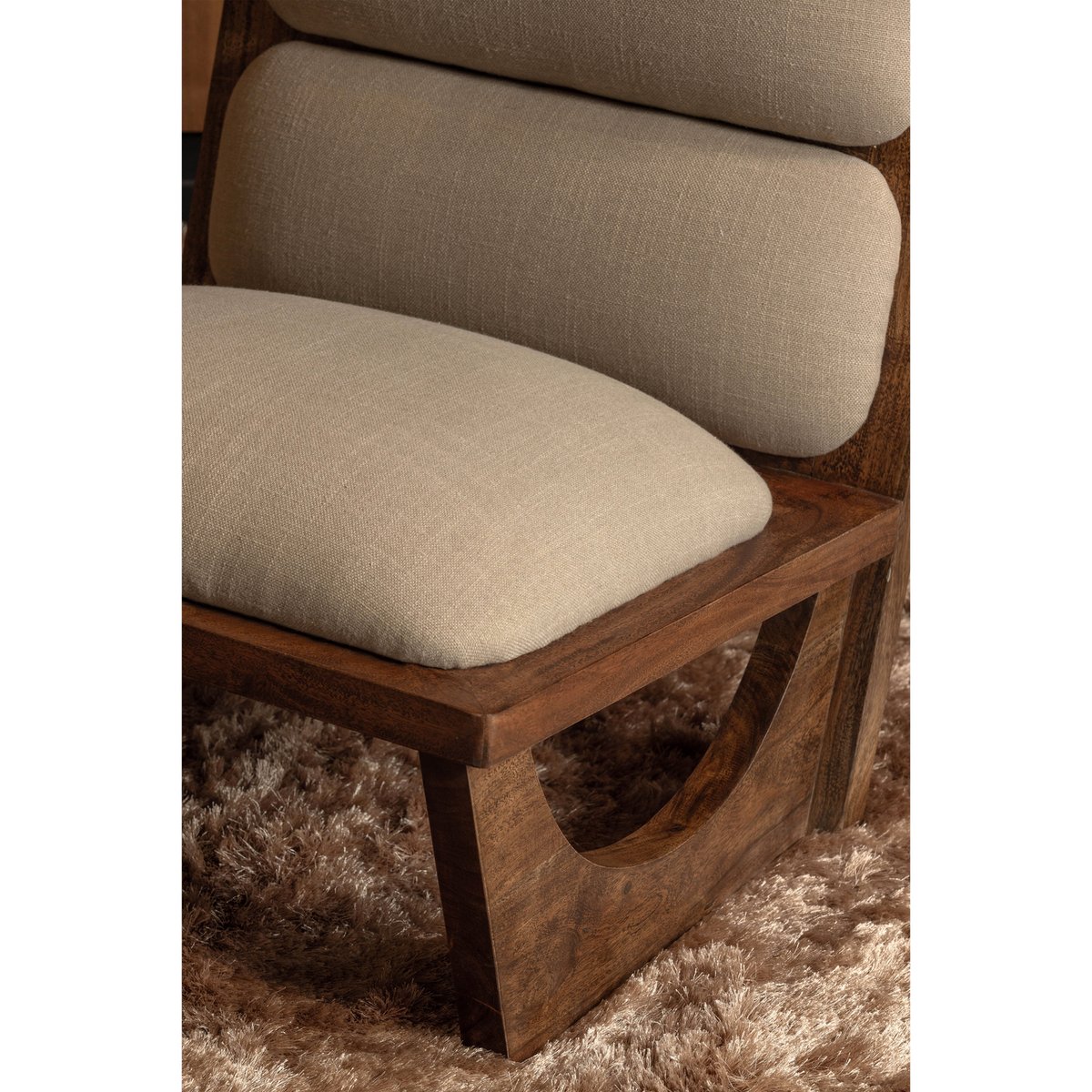 Fauteuil en bouclé et bois OPULENT beige, WOOOD