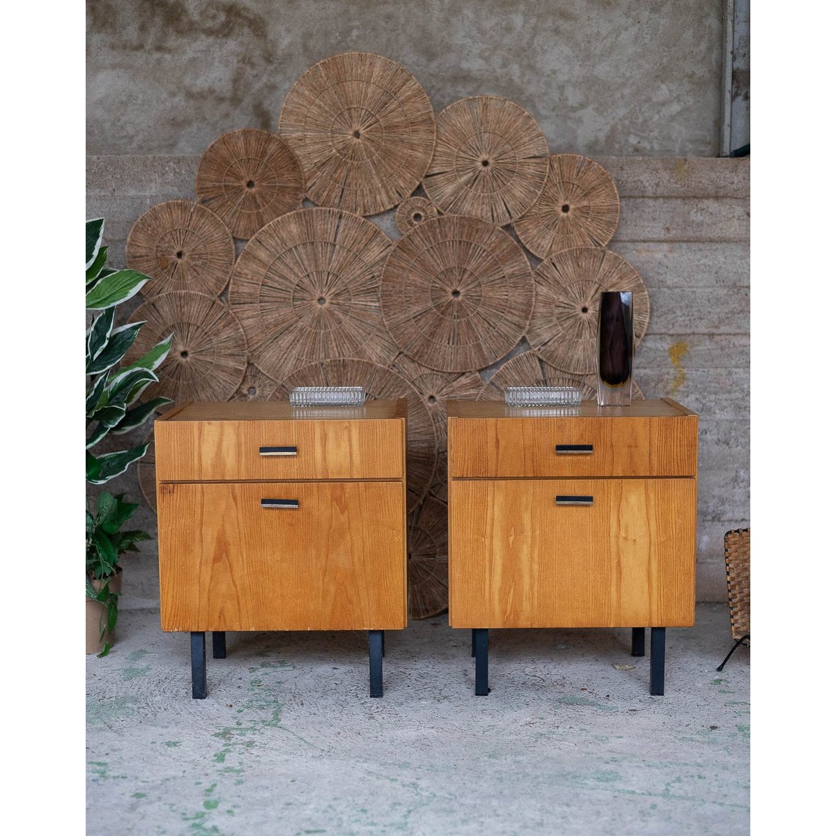 Paire de tables de chevet contemporaine Maïa N°1605 - Bon état bois clair, DEBONGOUT