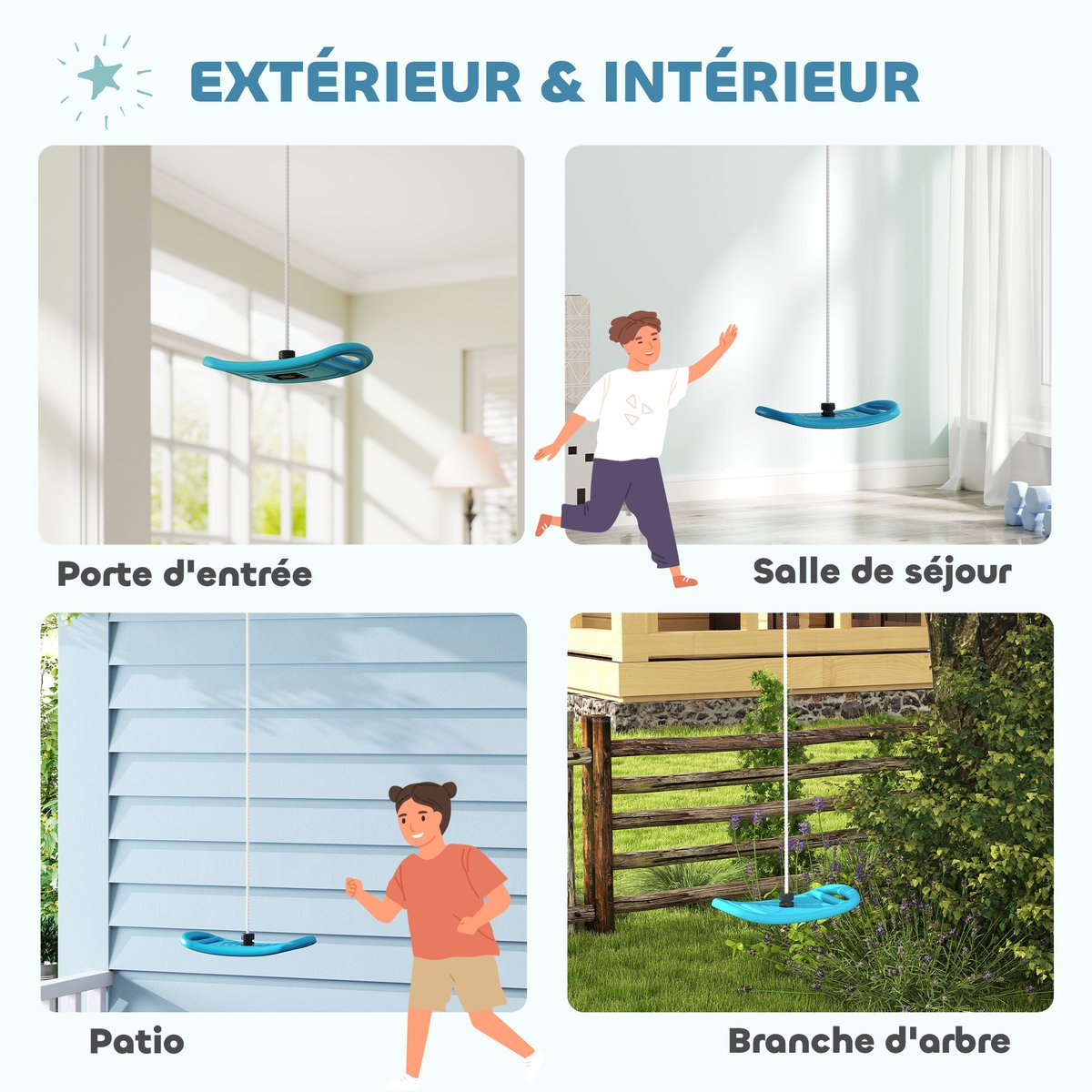 Balançoire pour enfants Plastique Bleu bleu, AIYAPLAY