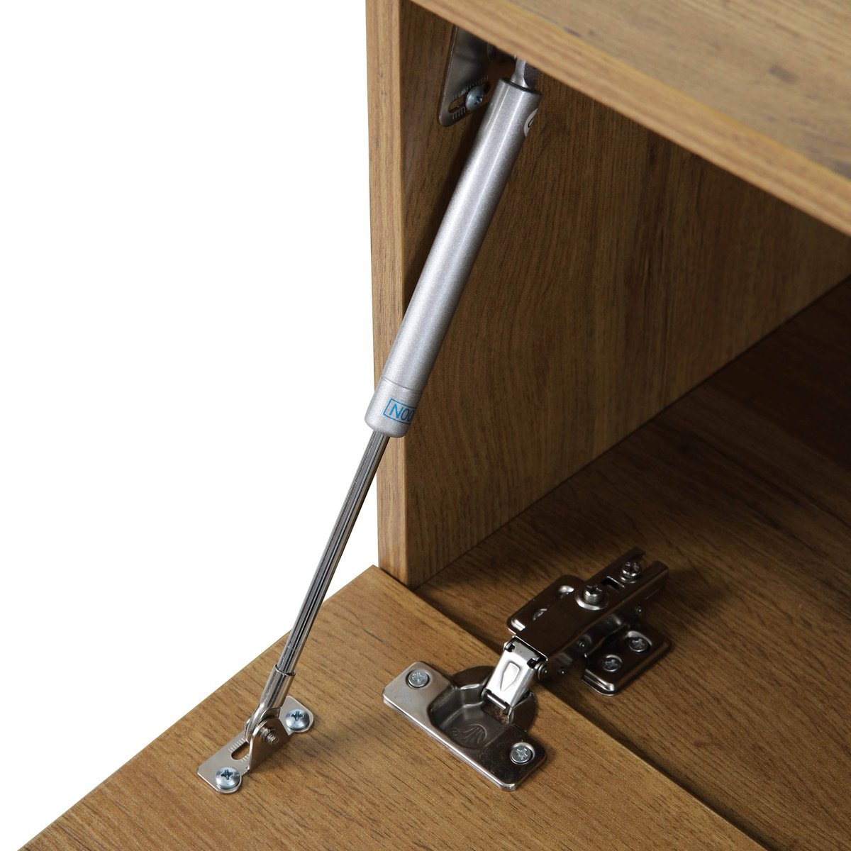 Meuble TV suspendu effet bois 160 cm, JESSY bois clair, OVIALA